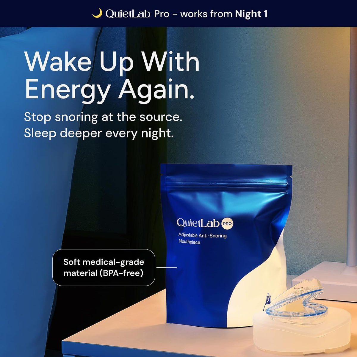 QuietLab Pro® Mouth Guard for Sleeping - Anti-Snoring Device, Custom Fit